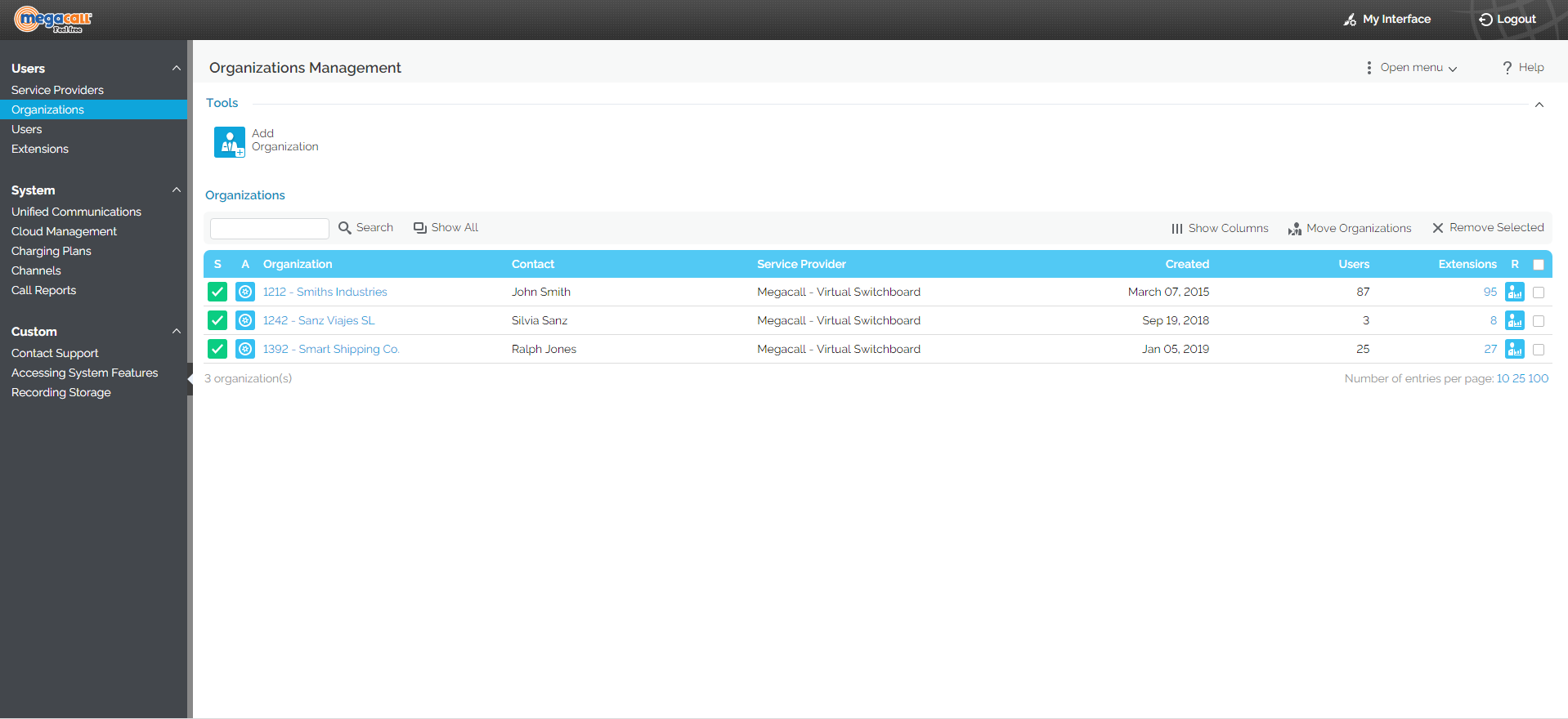 screenshot of Virtual Switchboard